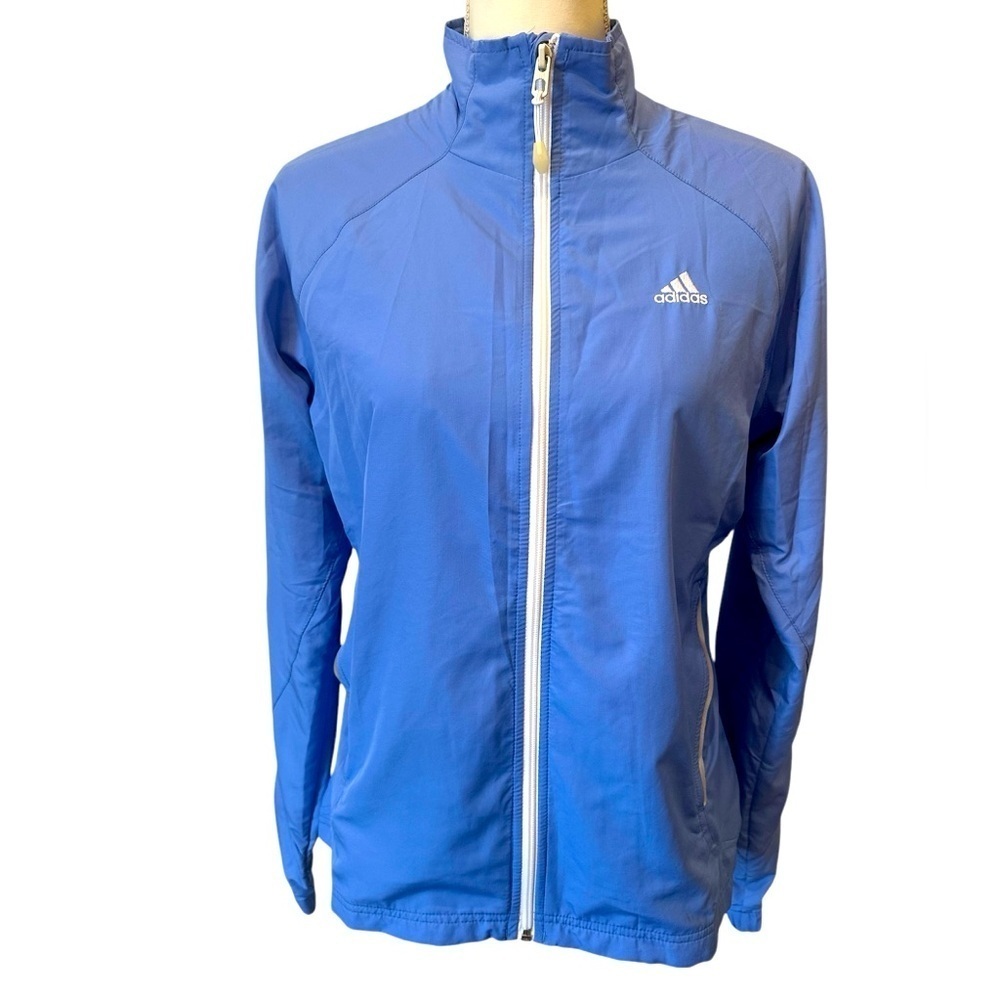 Adidas Blue Lightweight Zip Jacket Windbreaker Athletic Running Activewear M